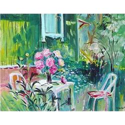 "In Garden" oil in impressionism style. #1740565