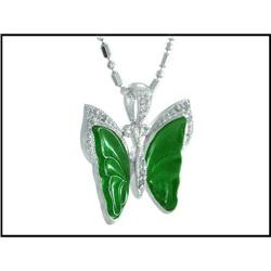 Elegant 14K Jade and Diamond Pendant #1740809