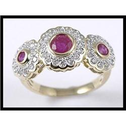 18K Yellow Gold Ruby Diamond Ring #1740819