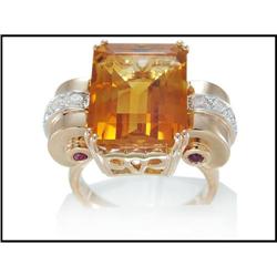 Retro 18K Pink Gold Citrine, Ruby and Diamond #1740824