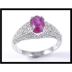 Georgous 18K White Gold Ruby Diamond Ring #1740825