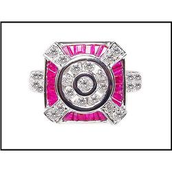 Sparkling 18K White Gold Ruby and Diamond Ring #1740826