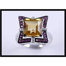 Glamorous 18K White Gold Citrine, Ruby and #1740908