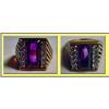 Image 1 : Sgnd 14K GOLD AMETHYST DIAMOND ART DECO RING  #1749816