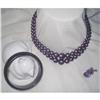 Image 1 : Art Deco Purple Moonglow Lucite Double Strand #1770135