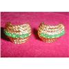 Image 1 : BOUCHER Earrings GREEN Stones & Gold VINTAGE #1770796