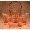 Image 1 : PINK Etched GLASS Ice BUCKET - 4 Tumblers #1770832