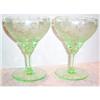 Image 1 : Two Green Tiffin Sylvan Decorated Wine Goblets #1771029