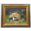 Image 1 : THREE KITTENS OIL PAINTING BY R. MARIO FRAMED #1772000