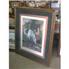 Image 1 : Large  Horse & Lady Print Walnut frame #1787236