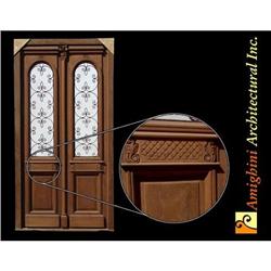 Salvage Double entry door with wrought iron, #1787978