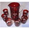 Image 1 : Flashed Ruby Bohemian Pitcher & Tumblers #1788077