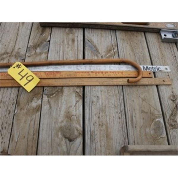 3 YARD STICKS & CANE