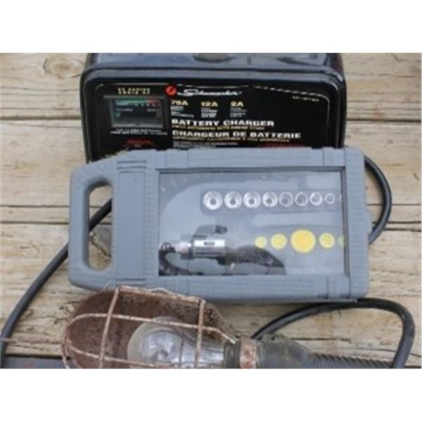 BATTERY CHARGER, TROUBLE LIGHT, SOCKET SET