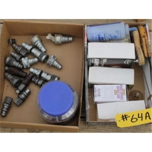 QUANTITY OF HYDRAULIC FITTINGS, KEY HOLE SAW, LIGHT BULBS