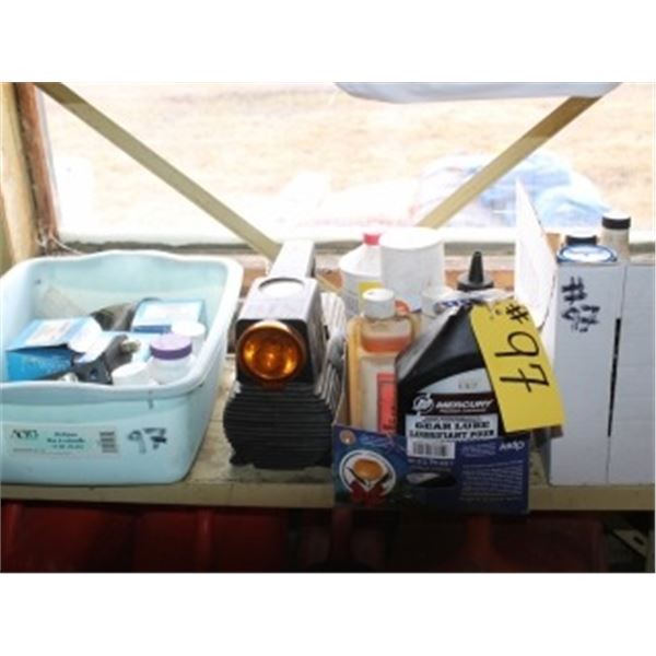 MISC WIRE, OILS & YELLOW SHELF