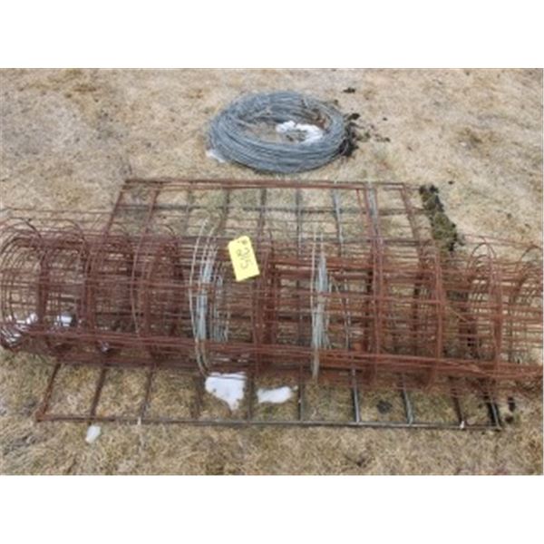 CONCRETE WIRE, APPROX. 4 METAL BED FRAMES, APPROX. 3 HOG PANELS