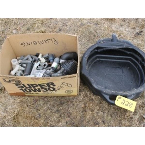 DRAIN PAN, ASSORTED PLUMBING FITTINGS