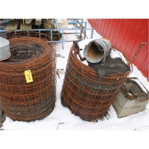 2 ROLLS OF WIRE, CONCRETE BLOCKS, FUNNEL, SHOOT