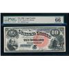 Image 1 : 1880 $10 Jackass Legal Tender Note PMG 66