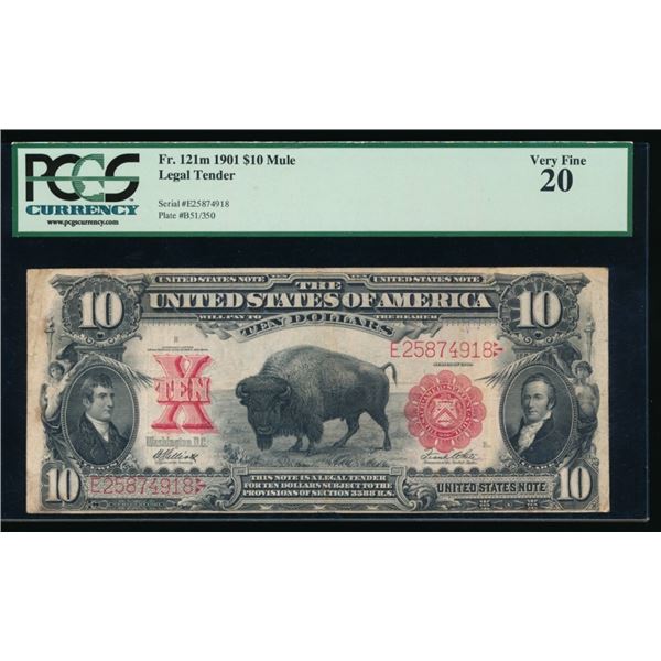 1901 $10 Bison Mule Legal Tender PCGS 20