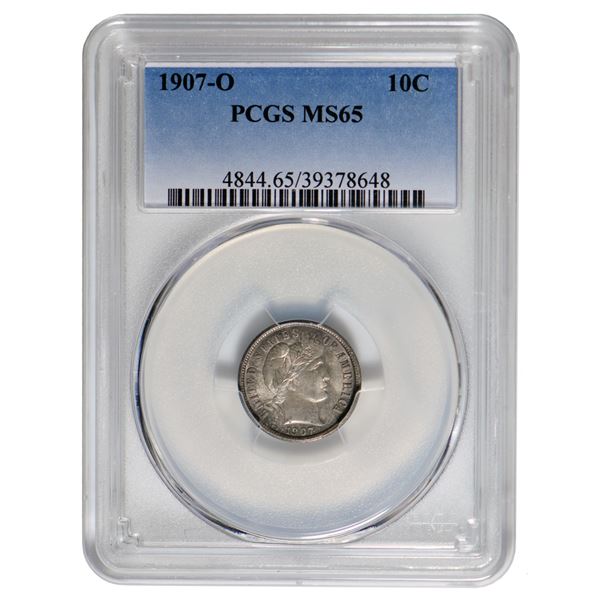 1907-O Barber Dime PCGS MS65