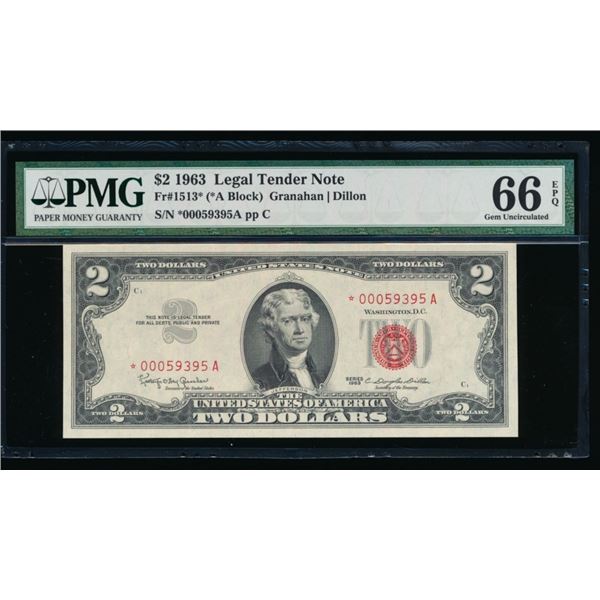 1963 $2 STAR Legal Tender Note PMG 66EPQ