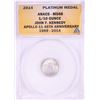 Image 1 : 2014 Proof 1/10 oz Platinum JFK Apollo 11 Anniversary Medal ANACS MS68