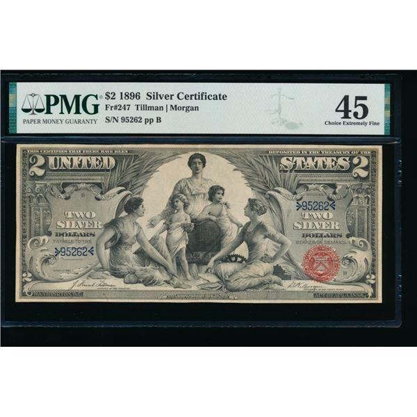 1896 $2 Educational Silver Certificate PMG 45