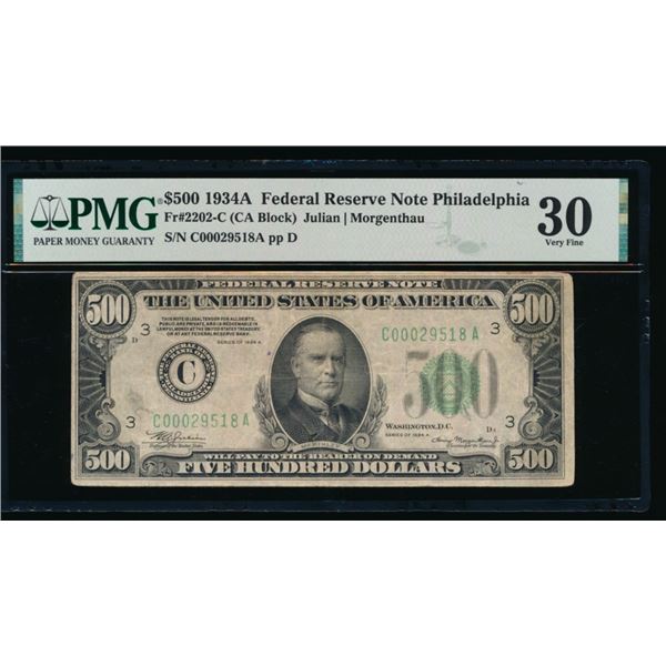 1934A $500 Philadelphia FRN PMG 30