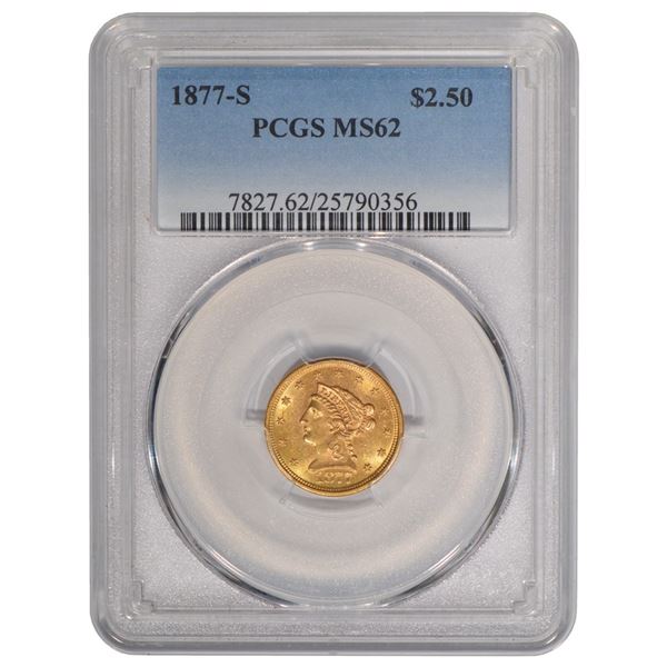 1877-S $2.5 Liberty Gold Coin PCGS MS62