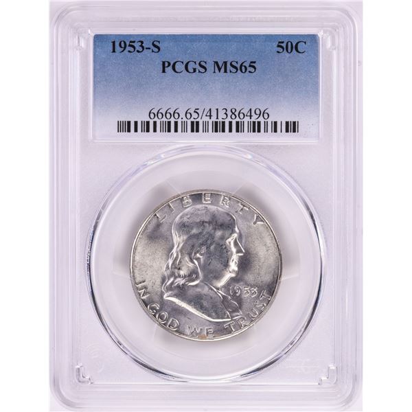 1953-S Franklin Half Dollar Coin PCGS MS65