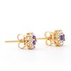 Image 2 : Plated 18KT Yellow Gold 0.42ctw Amethyst and Diamond Earrings