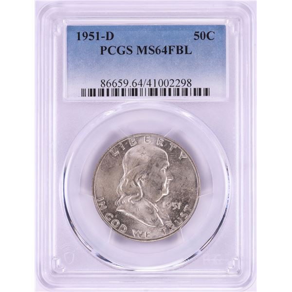 1951-D Franklin Half Dollar Coin PCGS MS64FBL