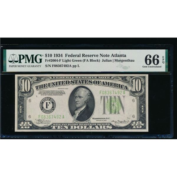 1934 $10 Atlanta FRN PMG 66EPQ