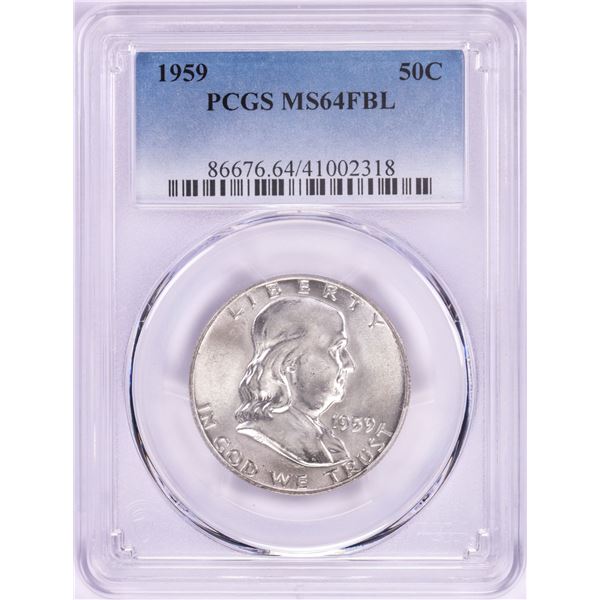 1959 Franklin Half Dollar Coin PCGS MS64FBL