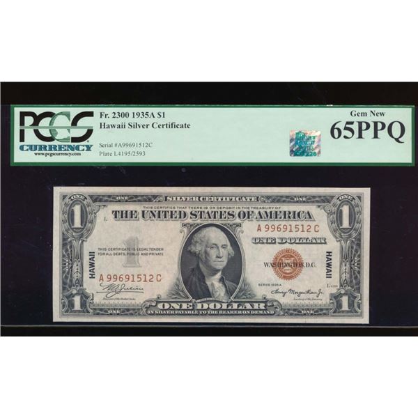 1935A $1 Hawaii Silver Certificate PCGS 65PPQ