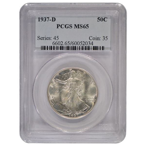 1937-D Walking Liberty Half Dollar Coin PCGS MS65