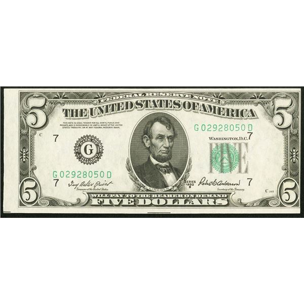 1950B $5 Chicago Federal Reserve Note