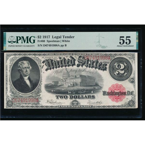 1917 $2 Legal Tender Note PMG 55