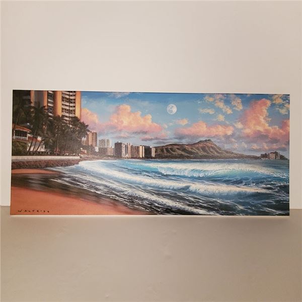 Walfrido Garcia Painting "Dusk To Dawn" Waikiki 16 ''x 40 '' $1,500 Value