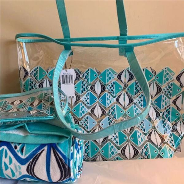 Vera Bradley Beach Set: Beach Towel, Zip Pouch & Matching Crossbody!