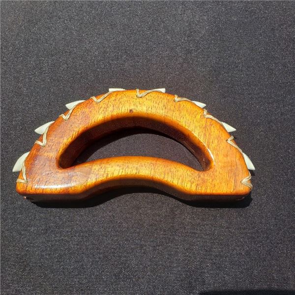 6 X 3'' Hawaiian Koa Knuckle Duster with Tiger Shark Teeth Gloss