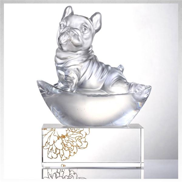 Liulu Handmade Crystal Dog," Heads Up!" New! $750 Retail Value