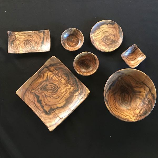 New 64-Piece Wood Grain Melamine Dinnerware Set