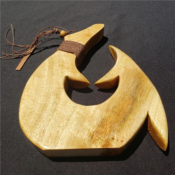 11x 8.5" Mango Hook, 8 3/4'' Hawaiian Koa Helmet & 2 Koa Hook Necklaces