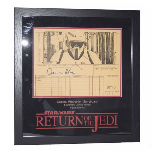 Star Wars Dennis Muren Signed Storyboard "Biker Trooper Turns Forward"