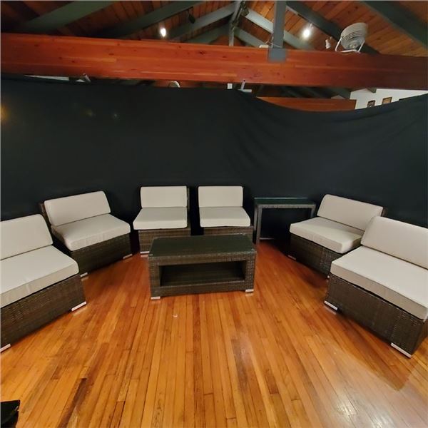 New Wicker Chairs w/ Side Coffee Tables & Dining Room Table