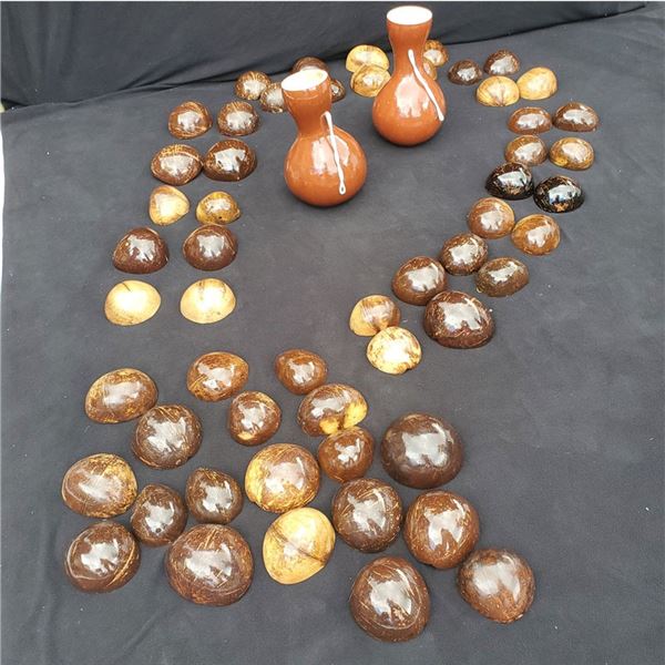 55 individual Coconut Shells & 2 Ipu's