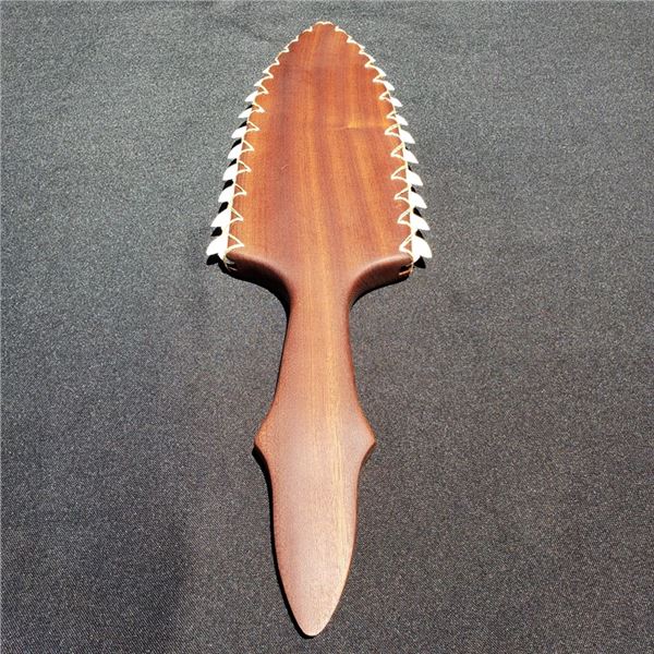 19" X 4 3/8'' Hawaiian Lei O Mano Mahogany with Tiger Shark Teeth
